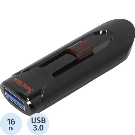 SanDisk UFM 16GB USB CRUZER GLIDE 3.0 16GB 3.2 Gen 1 USB stick Sort